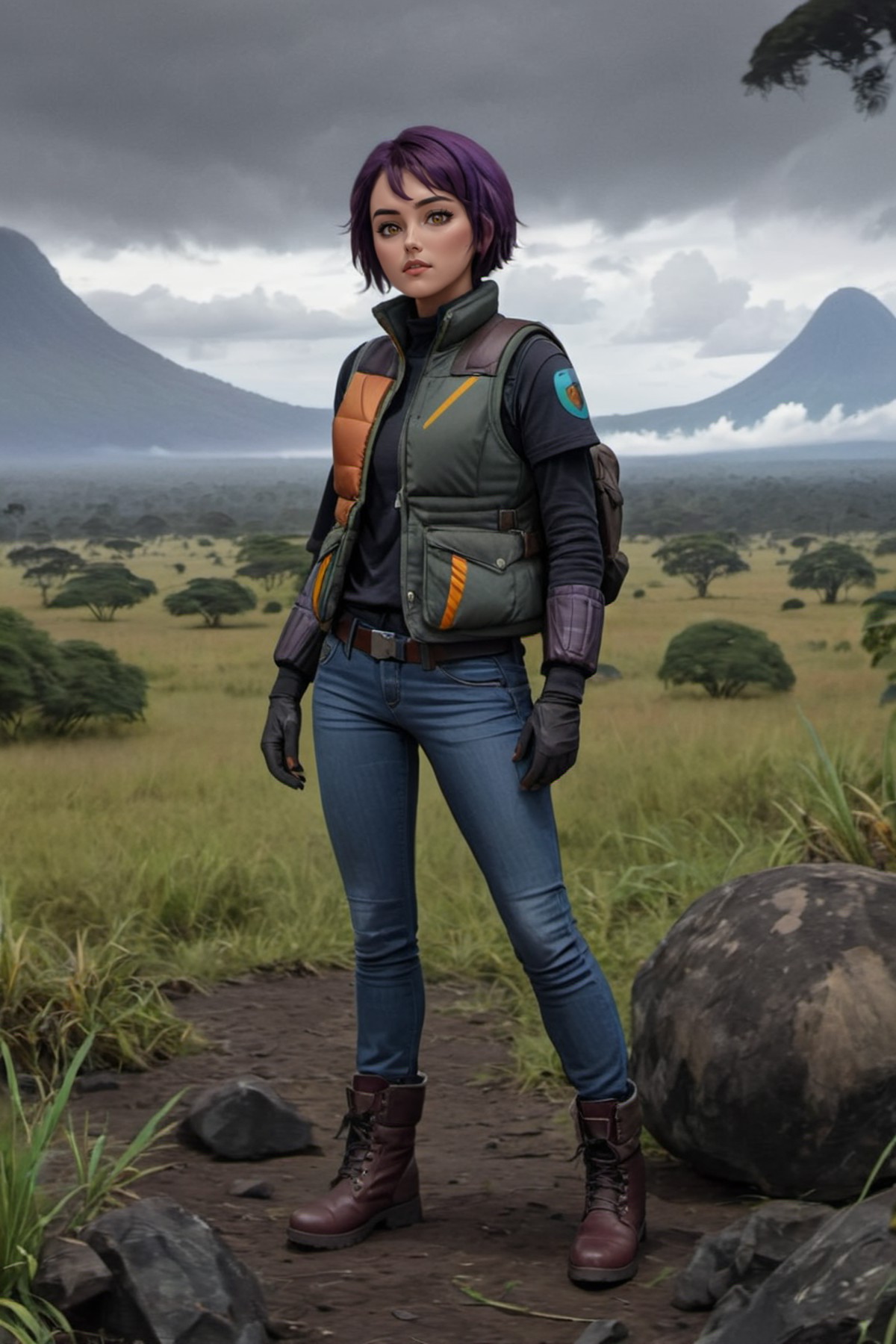 00014-1361016984-concept art sabine wren wearing puffer vest, long-sleeve top, jeans, and combat boots at virunga national park, democratic repub.png